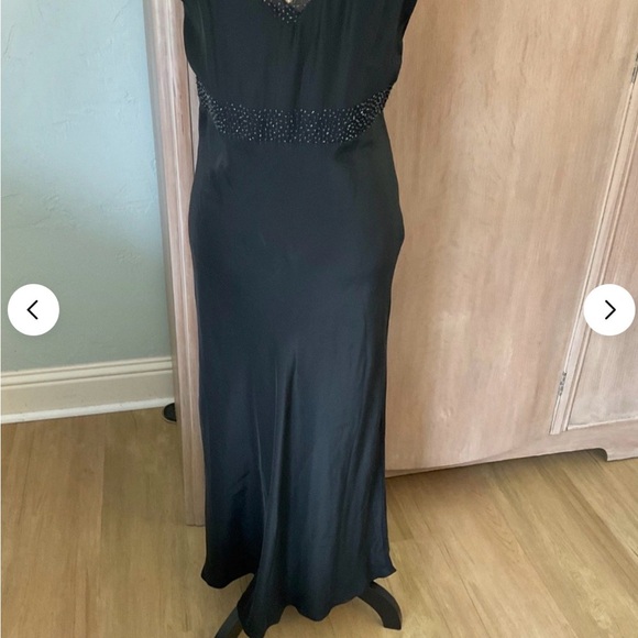 VTG Emanuel Ungaro Black silk beaded slip dress Y2K CBK style minimalist 10 - Picture 4 of 14